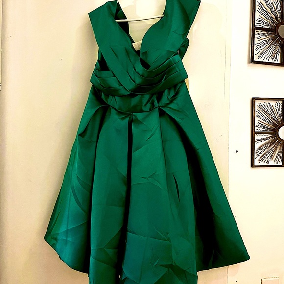 TS Couture Dresses & Skirts - Green satin off the shoulder cocktail dress plus size